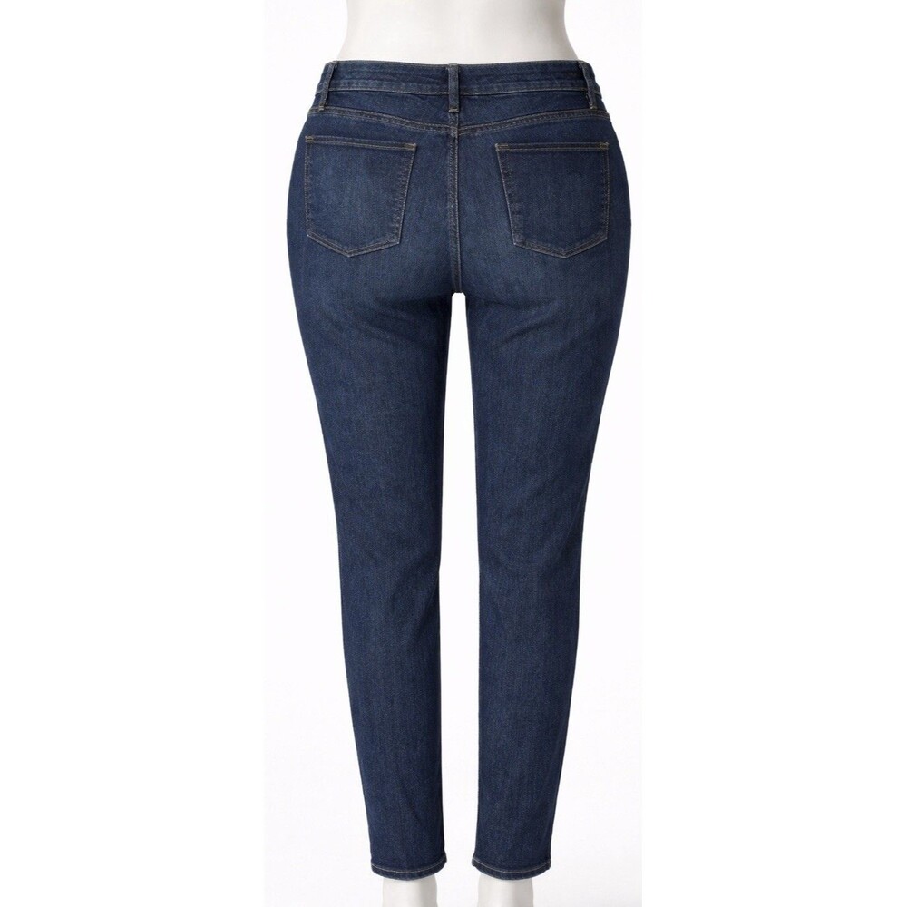 White House Black Market Slim Jeans Women 14 Dark Wash Stretch Distressed - Picture 2 of 7